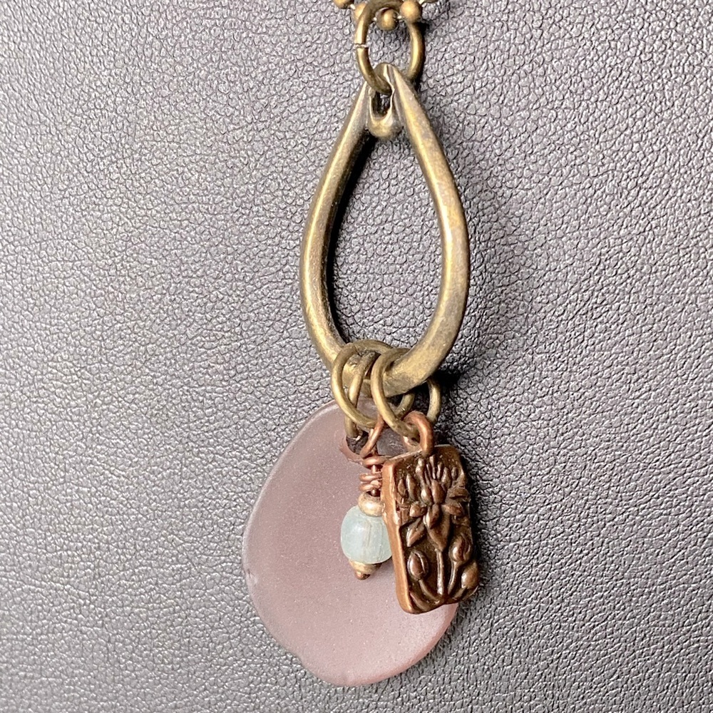Hand-Crafted | Farmers Market Purple Sea-glass and Charms Necklace - Picture 4 of 4